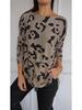 2024 Autumn/Winter Casual Leopard Print Women's Long Sleeve Crew Neck Top