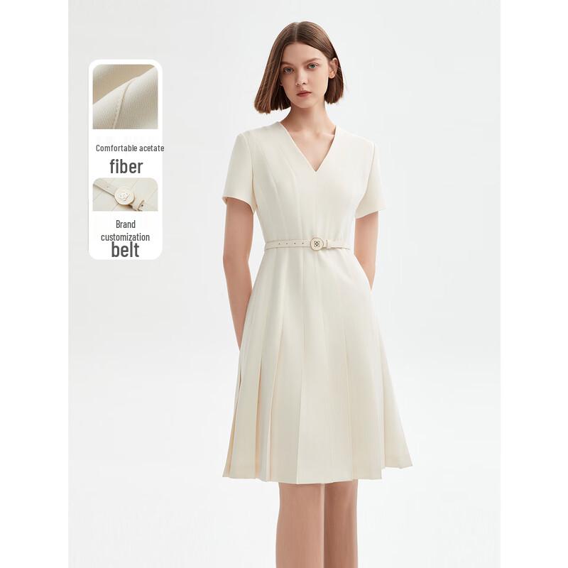 

LANCY French Style Waist-cinching Triacetate Dress M