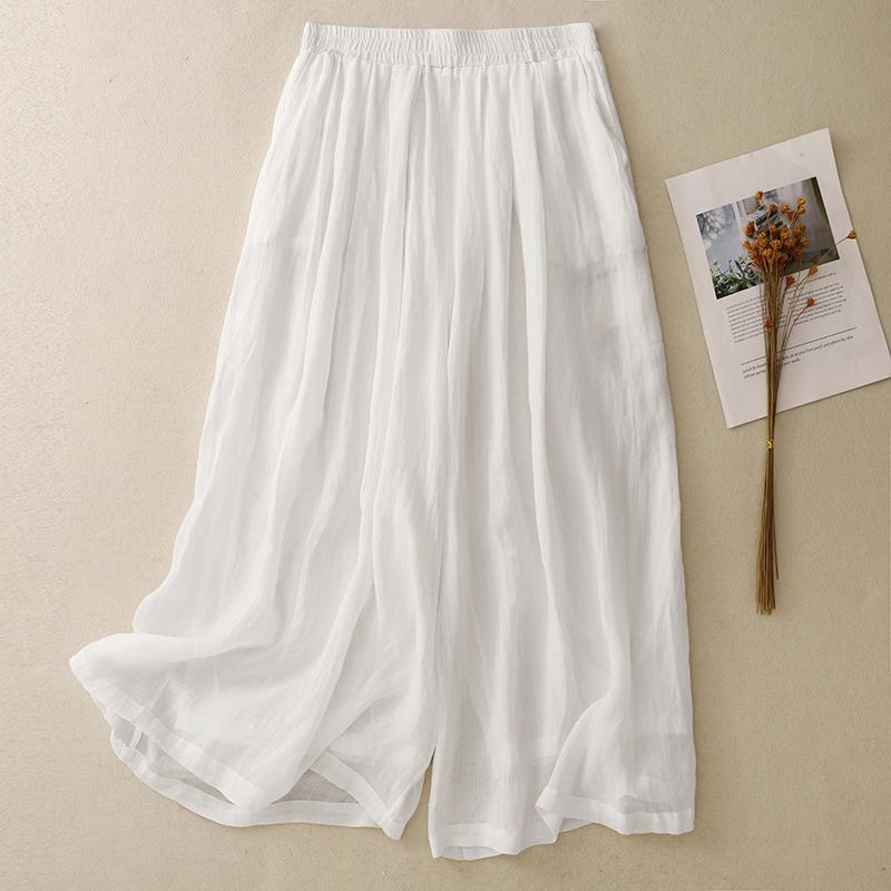 

DIMANAF Summer Plus Size Women High Waist Basic Pants Loose Casual Trousers Elastic Wide Leg Pants M белый