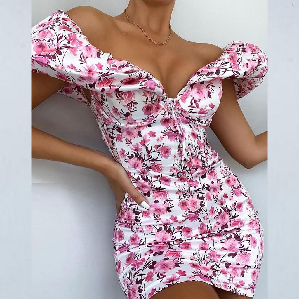 Summer Women's Fashion Sexy Printed Brassiere Hip Slim Temperament Dress