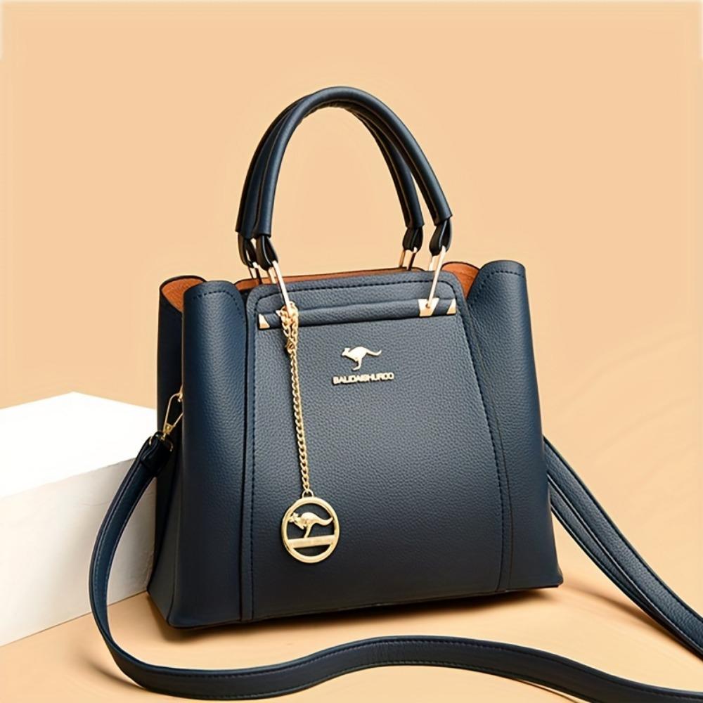 Women's Casual Design Handbag, Fashionable Large Capacity Shoulder Bag with Zip Closure and Polyester Lining