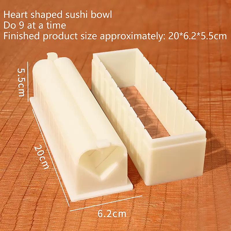 3Pcs/Set Sushi Maker Equipment Kit Plastic Kimbap Sushi Rolls Mold Round Square Heart-Shaped Sushi Making Tools Cake Roll Mold
