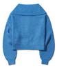 CGP (Women) Wave Logo Big Collar Crop Half-Zip Knit_Blue