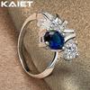 925 Silber Blauer Quarz Kristall 7-10 Ring Hochzeitsfeier Charme Für Frauen Schmuck