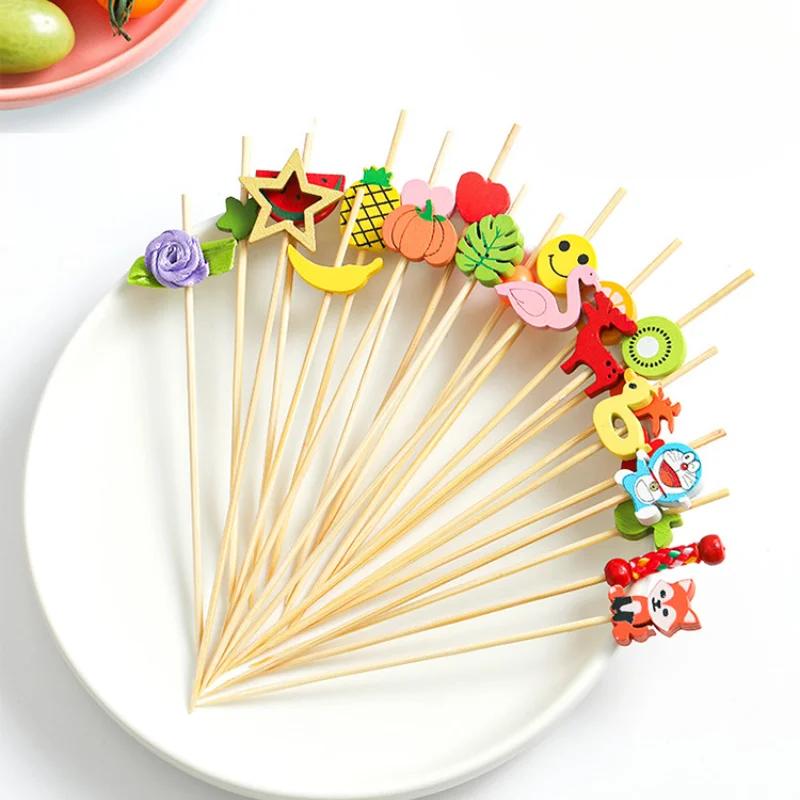 100 bucăți de fructe de unică folosință bețișoară de bambus de artă creativă baton de decorare pentru burgeri pentru cocktailuri comerciale scobitoare