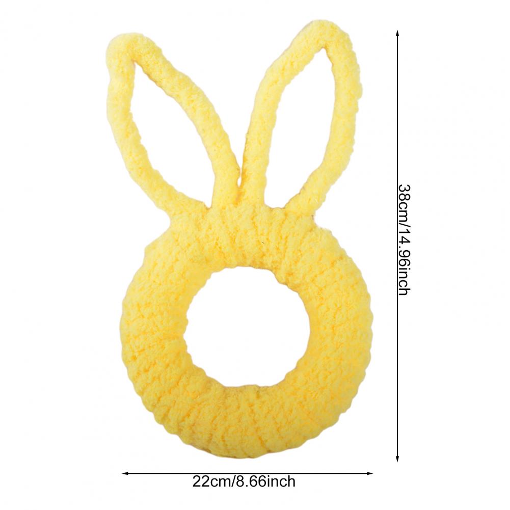 Easter Bunny Wreath for Front Door Yarn Wrap Rabbit Shaped Wreath with Artificial Flowers for Spring Porch Wall Window Decor