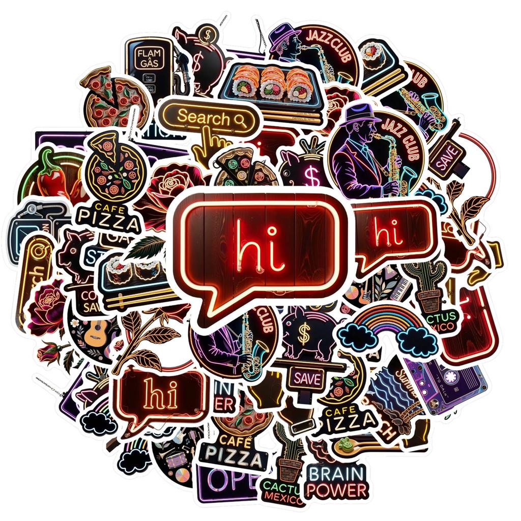 35pcs Neon Retro Stickers Cartoon Music DIY Stickers Retro Stickers For DIY Phone Guitar Laptop Notebook Suitcase Cup Guitar