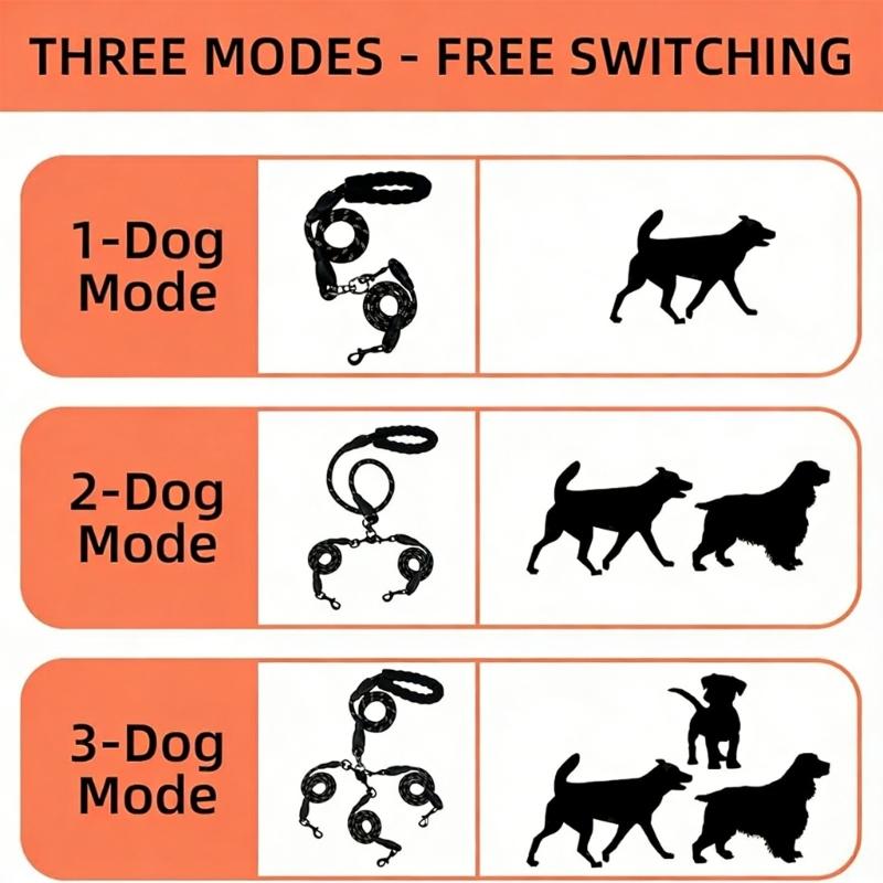 Comfortable Handle Detachable Dog Leashes Reflective Operations Safety Lock and Strong for Daily Outdoor Use