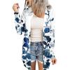 Women's Casual Fashion Floral Print Long Sleeve Mid-Length Cardigan Jacket