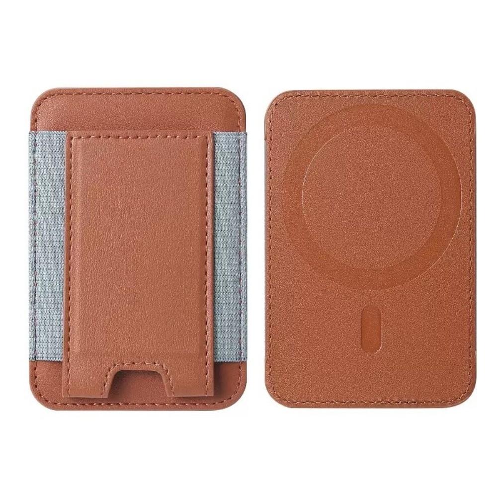 Magnetic Card Holder Solid Color Convenient Cell Phone Cardholder PU Leather Phone Back Card Bag for Iphone 13 14 15 16 17 Pro