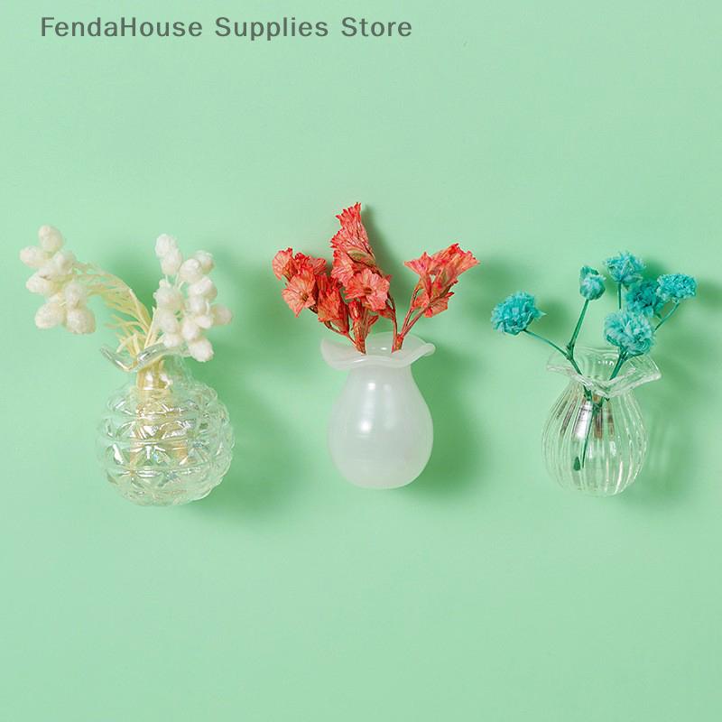 Mini-Glasvase Kühlschrankmagnet DIY Porzellanvase Blumen Kühlschrank-Nachrichtenaufkleber Pflanzenmagnet Grünes Geschenk Küche