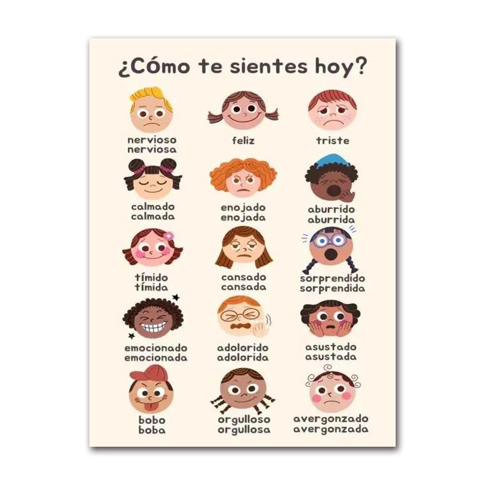 Spanische Bildungsplakate und Drucke Bohème-Wandkunst Gemälde Numerisches Alphabet Lernbilder Kinderzimmerdekoration
