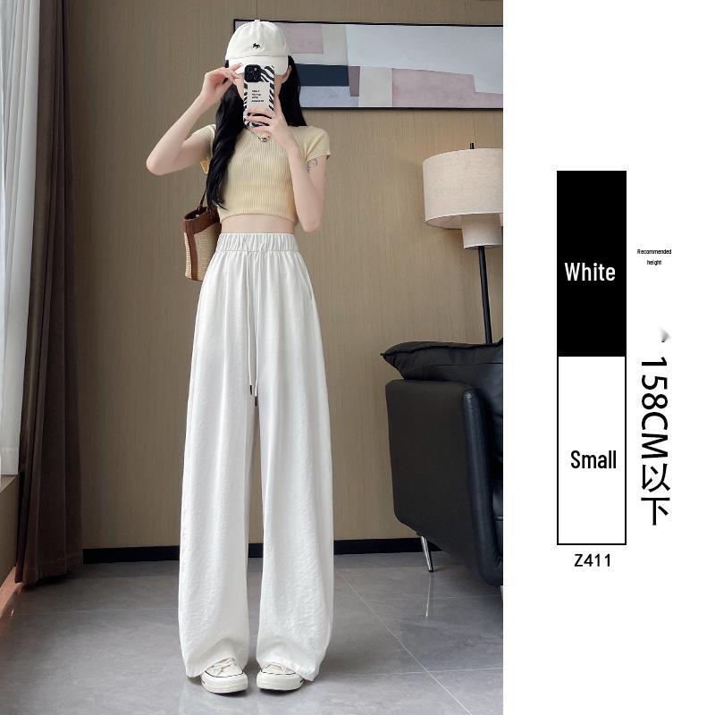 White Women's Wide-Leg Quick-Dry Ice Silk Pants