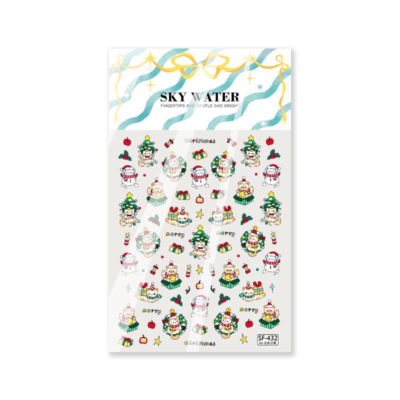 

SKY Christmas Carnival Nail Stickers - Snowflakes, Kittens, Snowmen, Cartoon Animals for DIY Nail Art