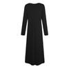 Women's Casual Fashion Large Size Round Neck Long Sleeve Pocket Straps Swing Dress