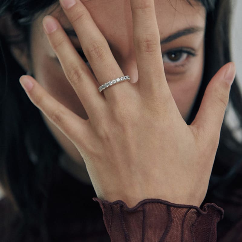 green [925 silver] Five.silver.219 / thick handle dew ring