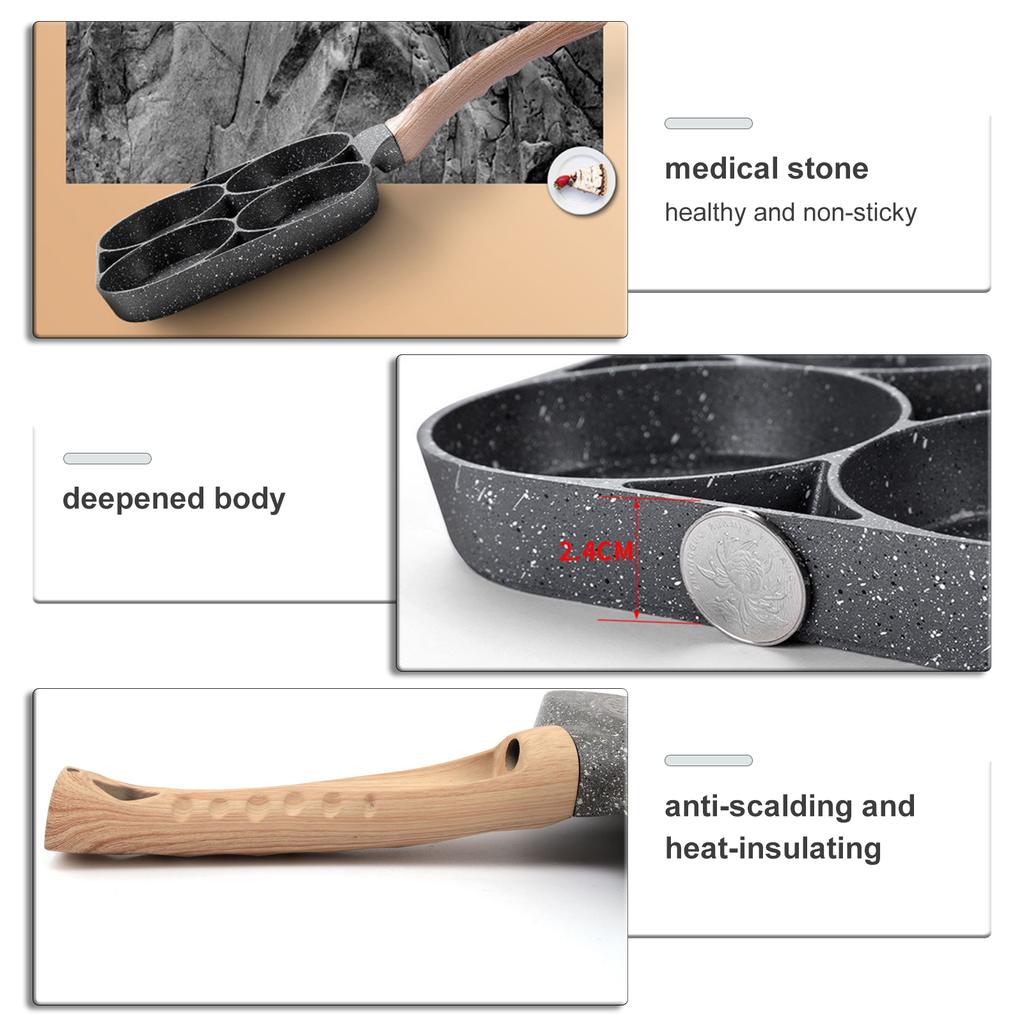 Four cup Egg Pan Frying Egg Cooker Burger Pan for Breakfast Non stick Frying Pan