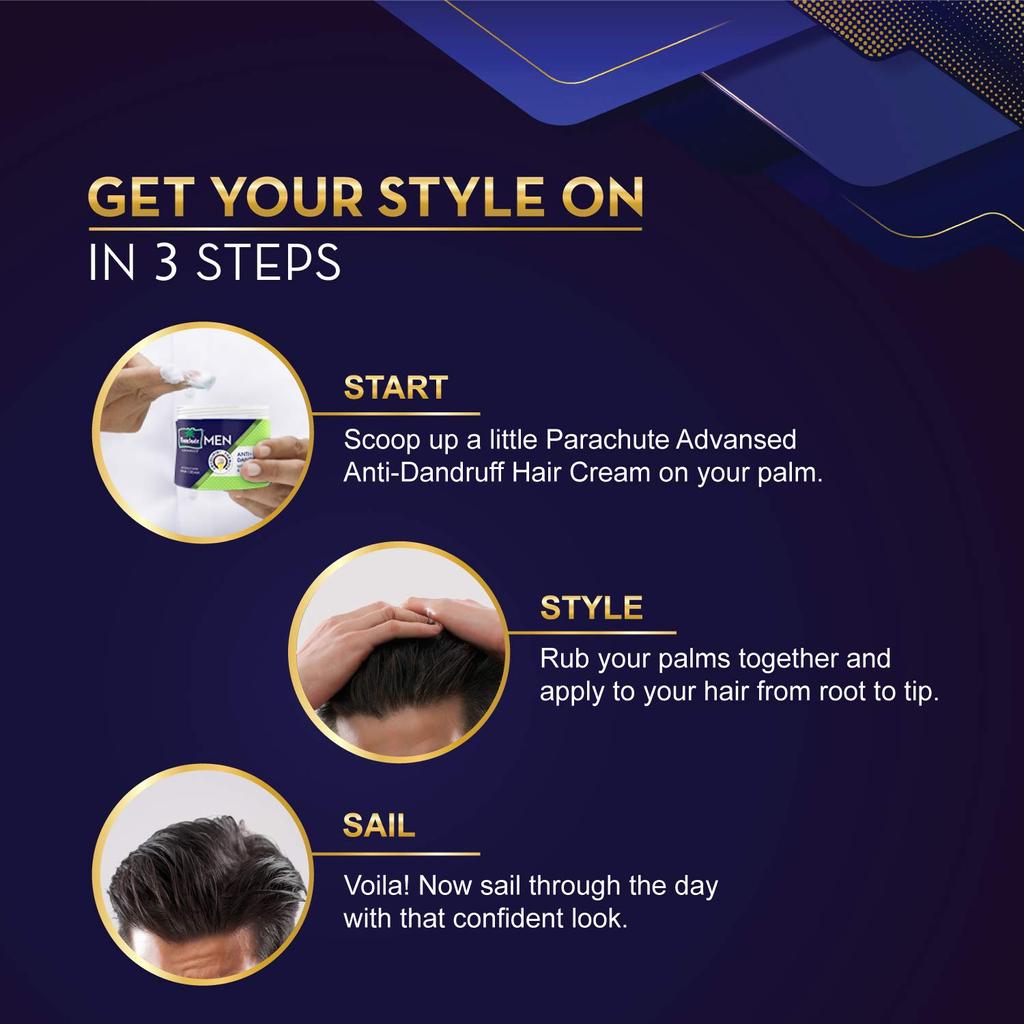 Parachute Advansed Anti Dandruff Hair Cream For Men 100ml Pack Of 2 Non Sticky After Shower Styling Cream