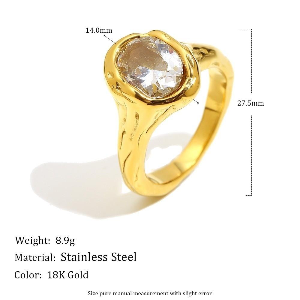 Elegant Zirconia Ring Irregular Shape Stainless Steel Ring Shiny Statement Ring  Daily Wear