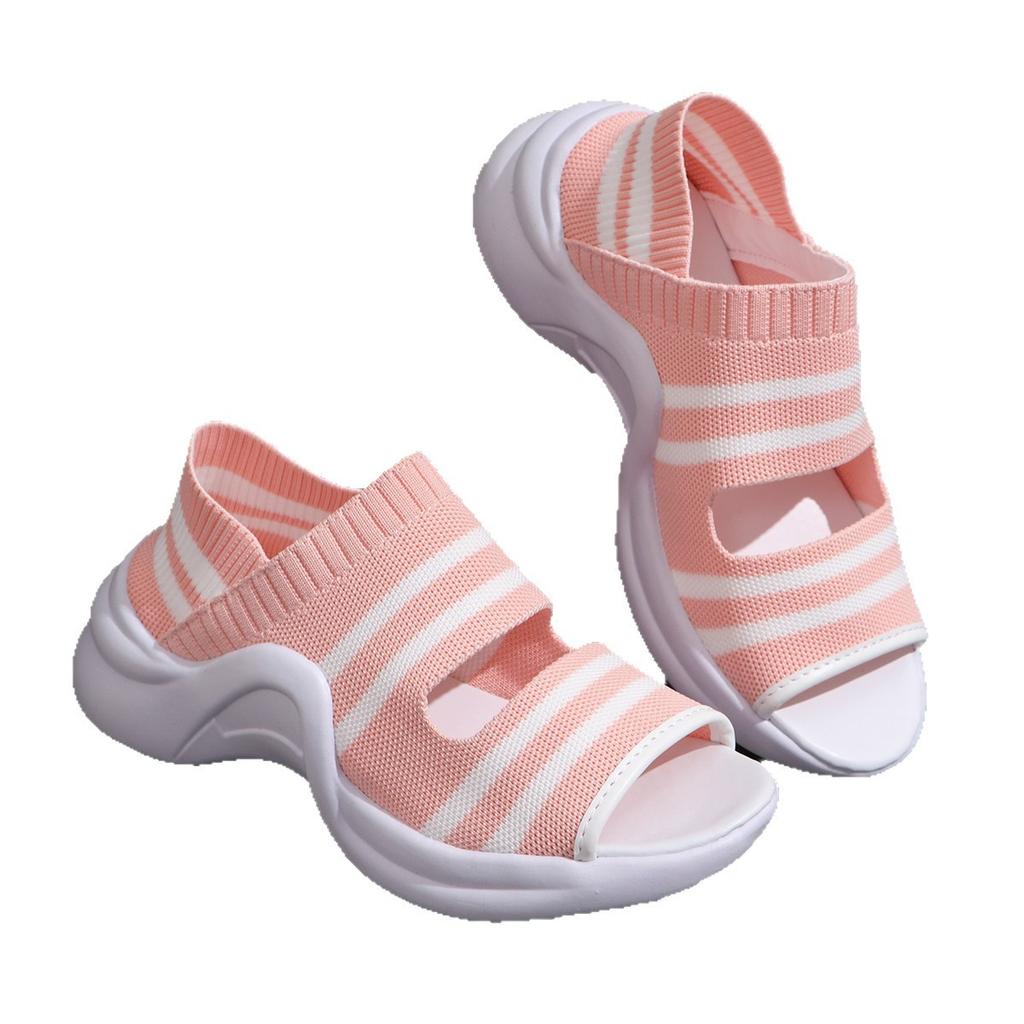 Women Flat Knit Sandals 2025 High Heels Platform Shoes Spring Summer Female Slip On Peep Toe Shoe Non Slip Comfort Wedge Sandals