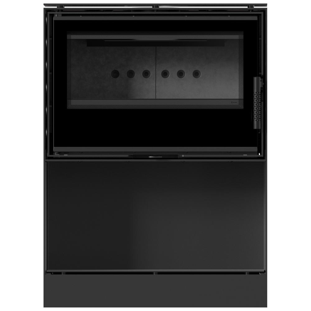 Wood burning steel stove KRATKI KARI 70 Ø 150 8 kW recess for wood black thermotec self closing door