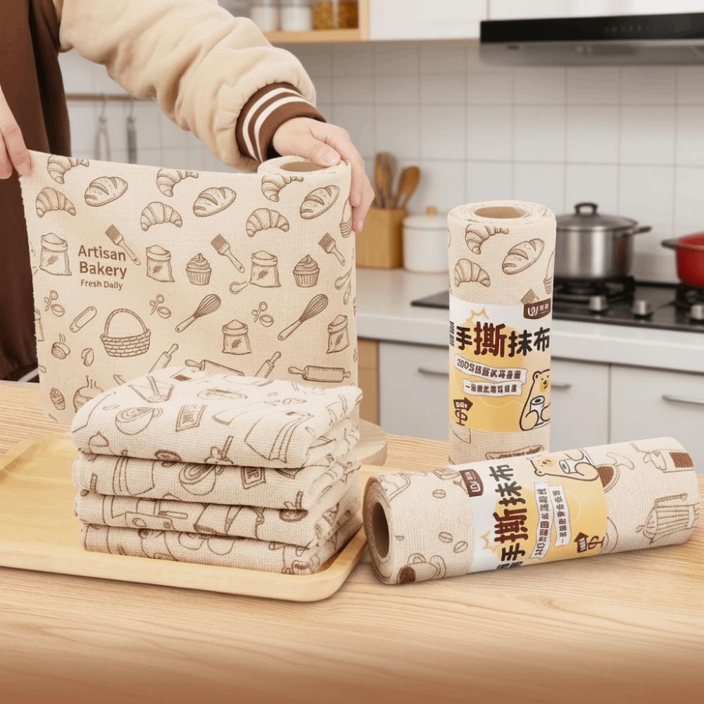 20pcs/roll Reusable Kitchen Towels High Absorbency Cleaning Rag Tear-Towel Roll Kitchen Cleaning