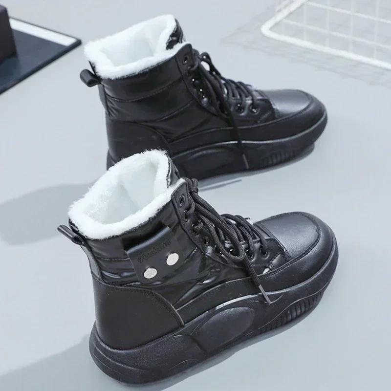 Fashion High Platform New In Female Shoes Chunky Spring Autumn Winter Footwear Ladies Snow Boots on Slip Boot Plus Warm Gyaru 2024 Goth