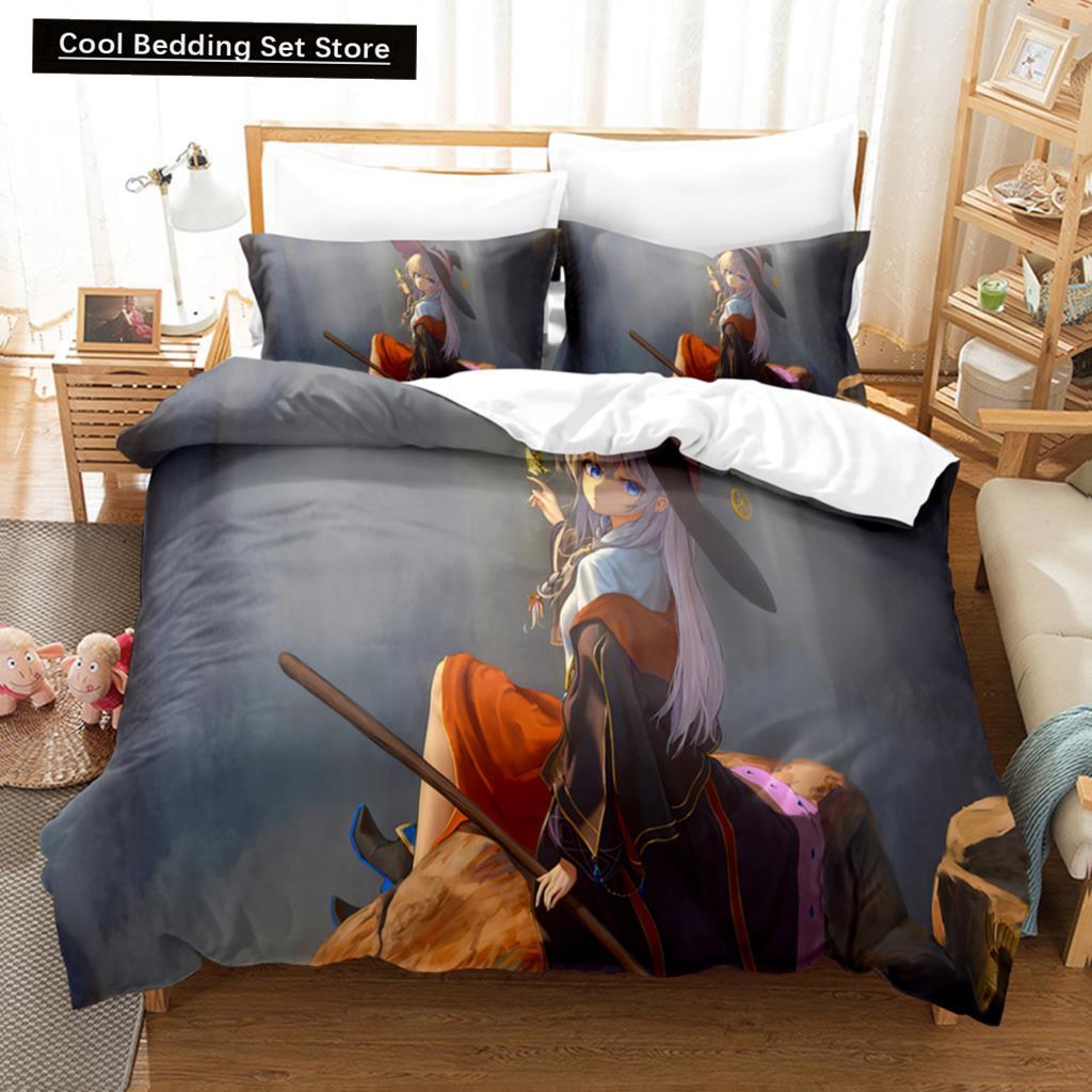 3D Print Anime Girl The Journey Of Elaina Bedding Sets Duvet Cover Set With Pillowcase Twin Full Queen King Bedclothes Bed Linen