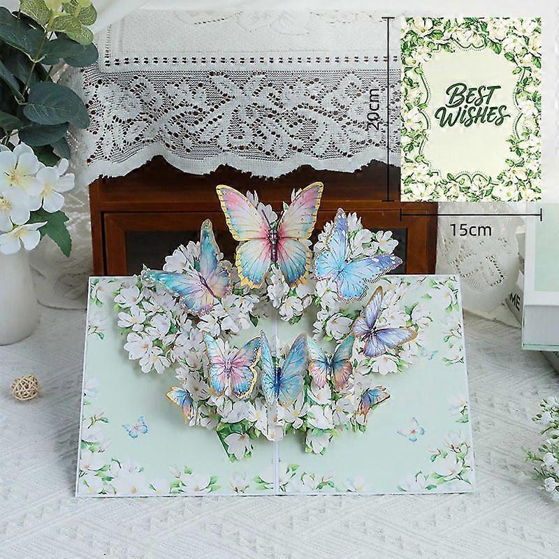 3D Pop-Up Butterfly Card, Greeting Card with Gold Foil Stamping & Envelope, Colorful Pop-Up Butterfly Birthday Card for Birthdays, Mother's Day, Valen
