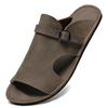 Men's Breathable Cowhide Beach Slippers - Soft Sole Roman Sandals, Size 47