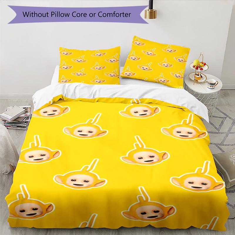 3pcs Teletubbies Bedding Set Duvet Cover Closure Includes 1 Duvet Cover & 2 Pillowcases, Soft and Comfortable for All Seasons.