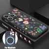 Romantic Flower Pattern Shockproof Case For iPhone 15 14 13 12 Pro Max 11 Magnetic For Magsafe Wireless Charge Soft Phone Cover