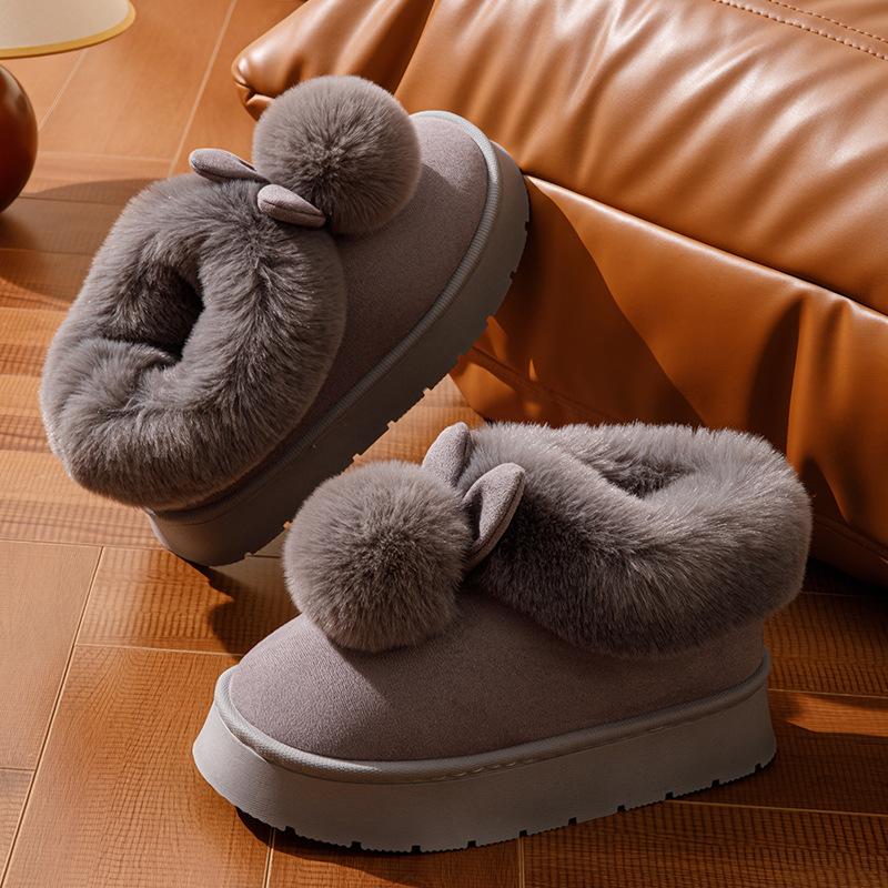 Women's Memory Foam Home Bootie Slippers Warm Cozy Suede Snow Boots with Fuzzy Plush Lined for Women Winter Non Slip House Shoes for Indoor Outdoor