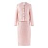 Eleganter Damenanzug Rosa Rock & Strickjacke: Herbst/Winter Berufskleidung