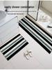 Nordic Style Black & White Striped Non-Slip Bedroom Rug - Wear-Resistant Long Floor Mat for Living Room