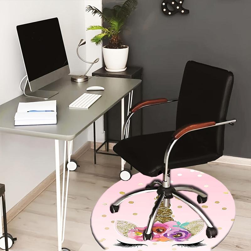 1PC Unicorn Flowers Non-Slip Floor Round carpet, Office, family, bedroom, Large Area Rug Indoor Rugs, Vibrant Colors-Z0441 80cm by 80cm