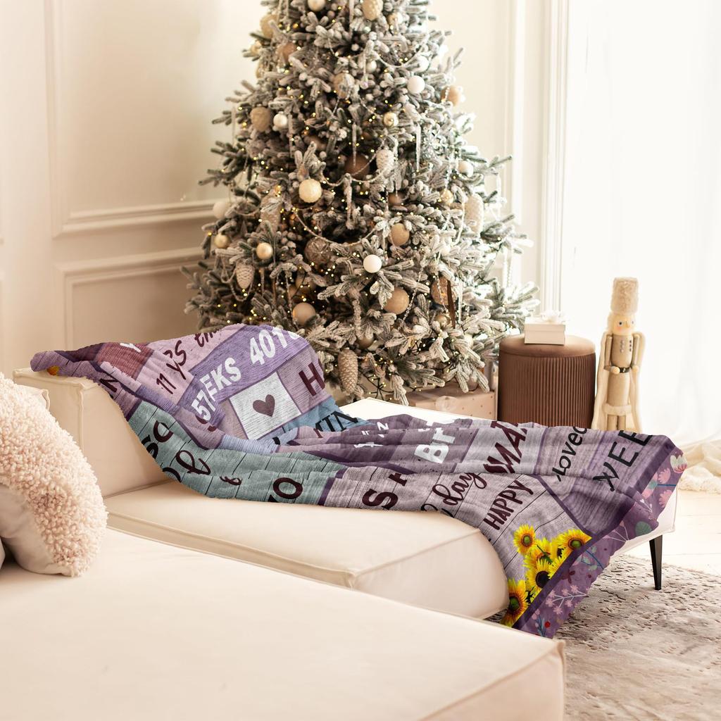Happy 11Th Birthday Pattern Blanket Flannel Soft Comfort Home Blanket Warm Blanket Birthday Gift