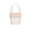 Women's Halter Neck Lace Camisole with Built-in Pads - Backless Underwear Base Layer Top