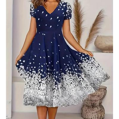 Summer Fashion Women's V Neck Short Sleeve Retro Flower Printed  Dress Sex Short Skirt Dresses