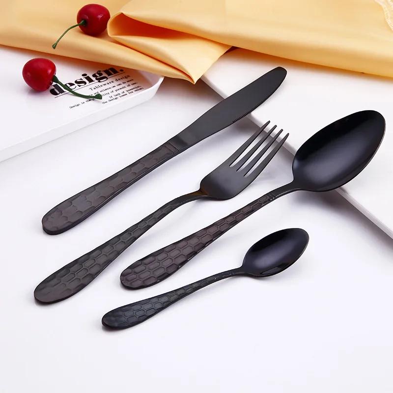 4Pcs Rainbow Dinnerware Set Stainless Steel Cutlery Set Knife Fork Spoon Set Tableware