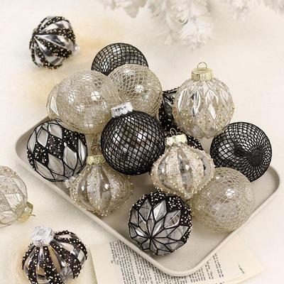 White Christmas Ball Decoration - Creative Tree Pendant On Black Background