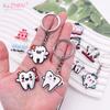 10 Pcs Metal Dental Tooth Shape Model Simulation Keychain Fashion Keyring Cartoon Lovely Girls Kids Gift Pendant Teeth Key Chain