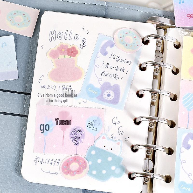 Patchwork Sticky Notes: Korean Style Little Diary, Tearable Student Reminder & Journal Material.