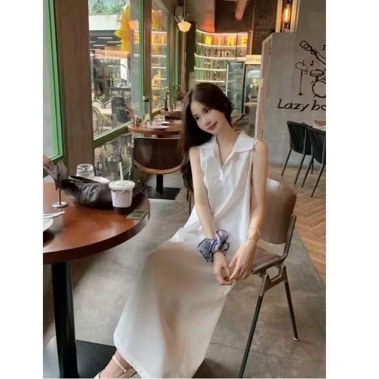 Ärmelloses Polo-Kleid im koreanischen Stil für Damen - Sommer 2026, Lockerer Schnitt, Entspanntes Temperament