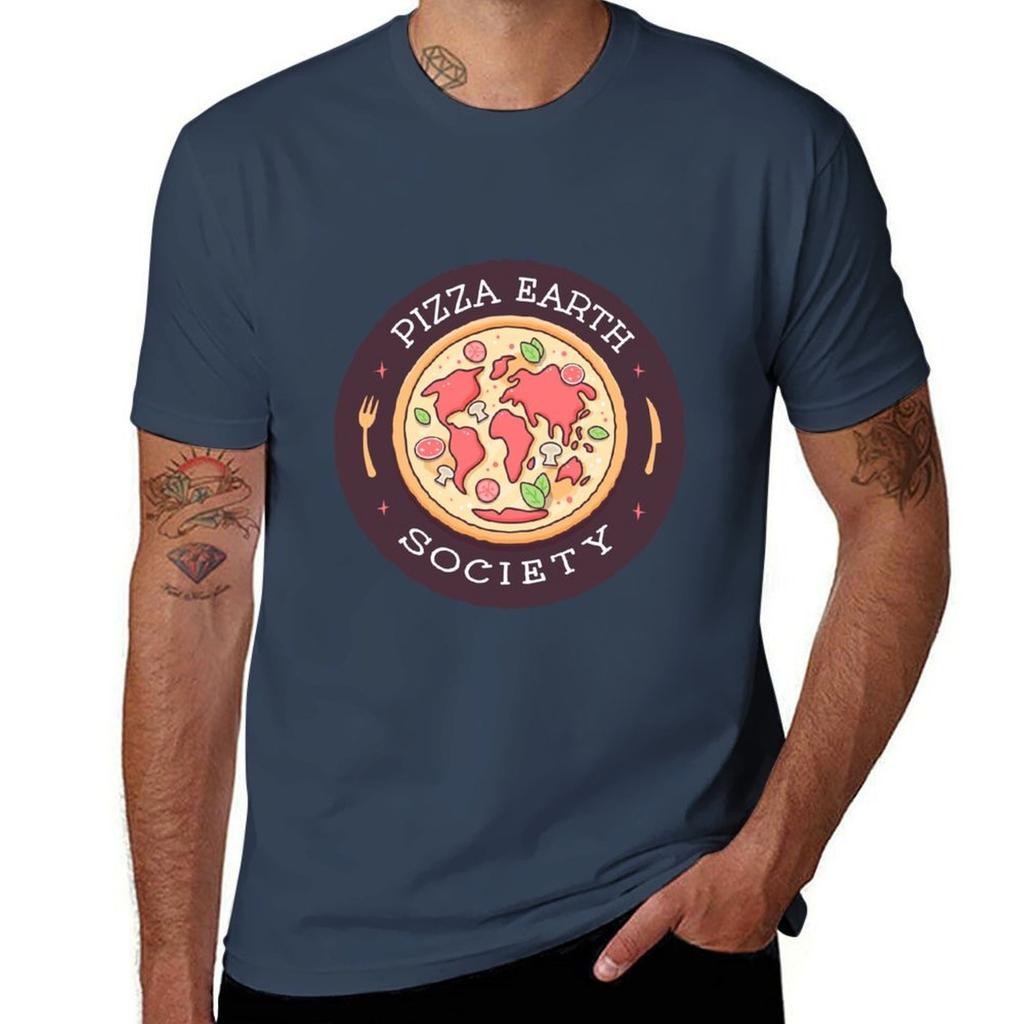 Pizza Earth Society T-Shirt man t shirt summer essential t shirt funny t shirts dark humor T-Shirt