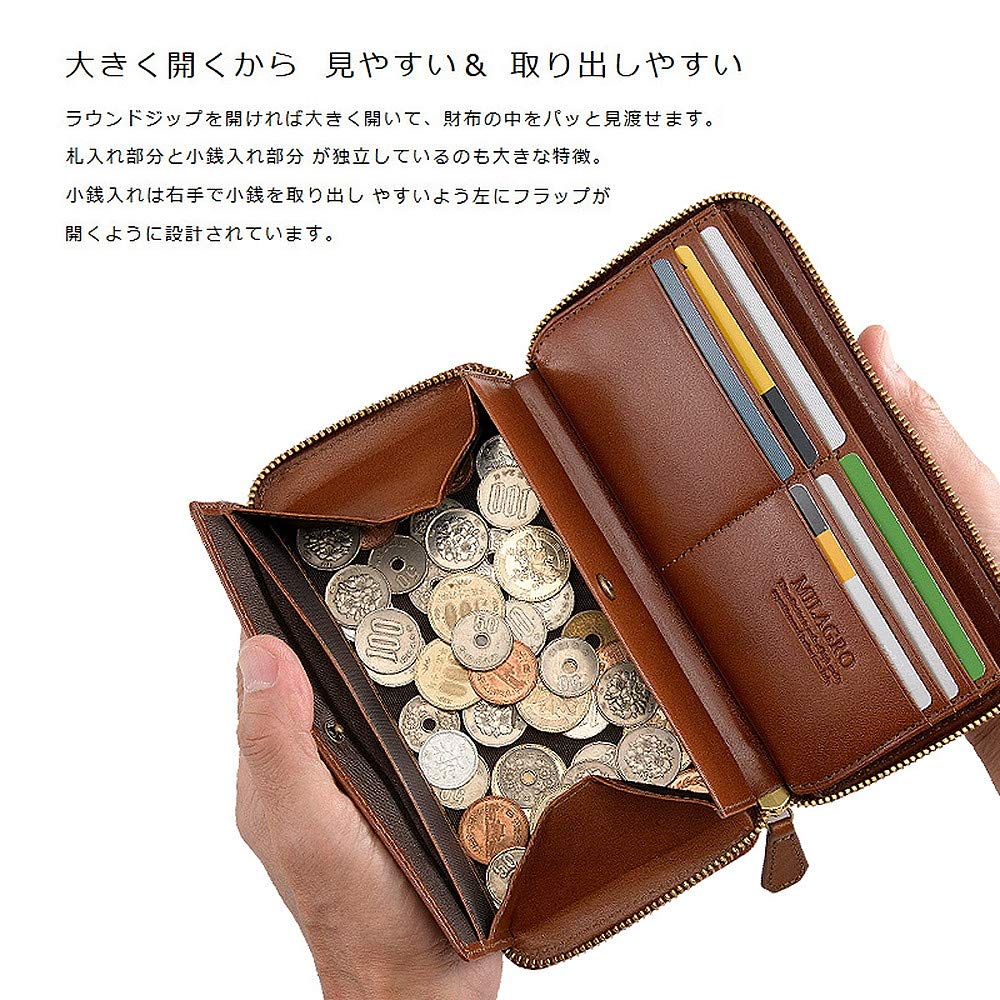 Milagro Tamponato Garcon Wallet (Men's Large Capacity Zip-Around Wallet, Genuine Leather, Unisex, Perfect for Christmas, Father's Day, or Spring),