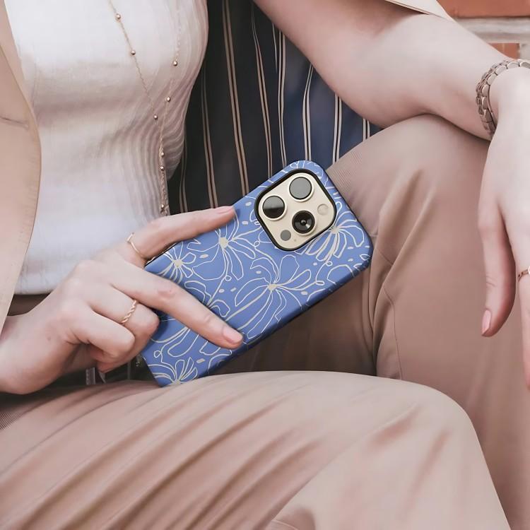 Abstract blue flower Phone Case for iPhone 17 17e 16e 16 15 14 13 12 11 X XS XR XSMAX 8 Air Pro Max Plus Double-layer Back Cover