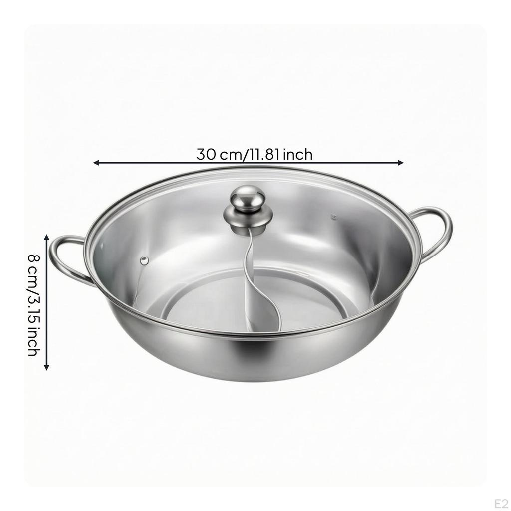 Divided Pot with Ladles Stainless Steel TwoFlavor Cookware for Families,