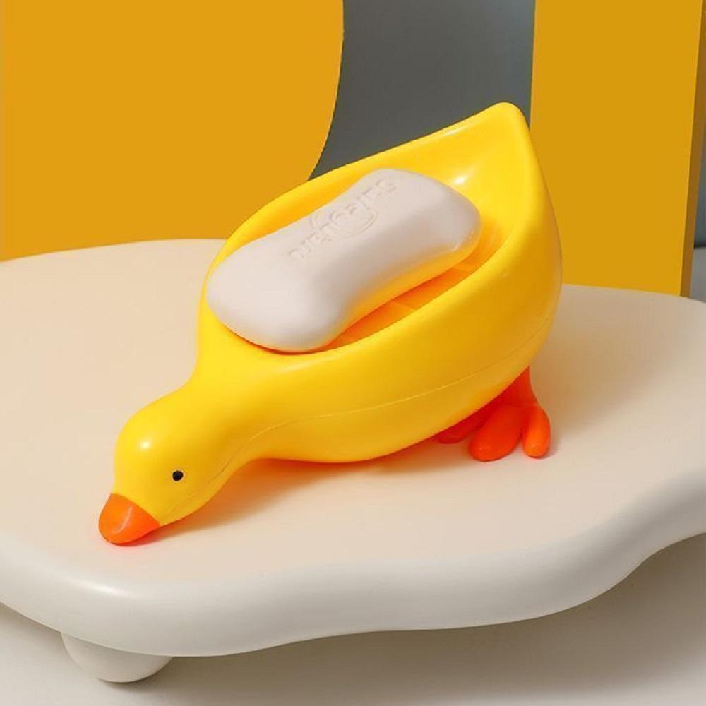 Niedliche kleine Entenförmige Seifenschale Selbstentwässernde Seifenablage Badezimmer Waschbecken Seifenkasten für Dusche Badezimmer Küchenspüle Seifenablage