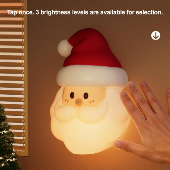 Santa Claus Night Light Rechargeable Silicone Touch Lamp Magnetic Hangable Cute Christmas Lamp Auto-Off Nursery Bedside Nightlight for Breastfeeding
